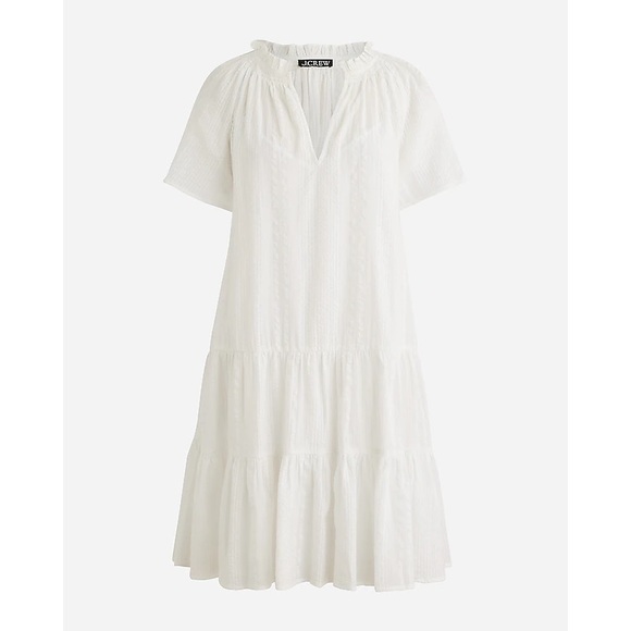 J. Crew Dresses & Skirts - NWT J. Crew White Ruffle Trim Tiered Dress in Cotton Dobby